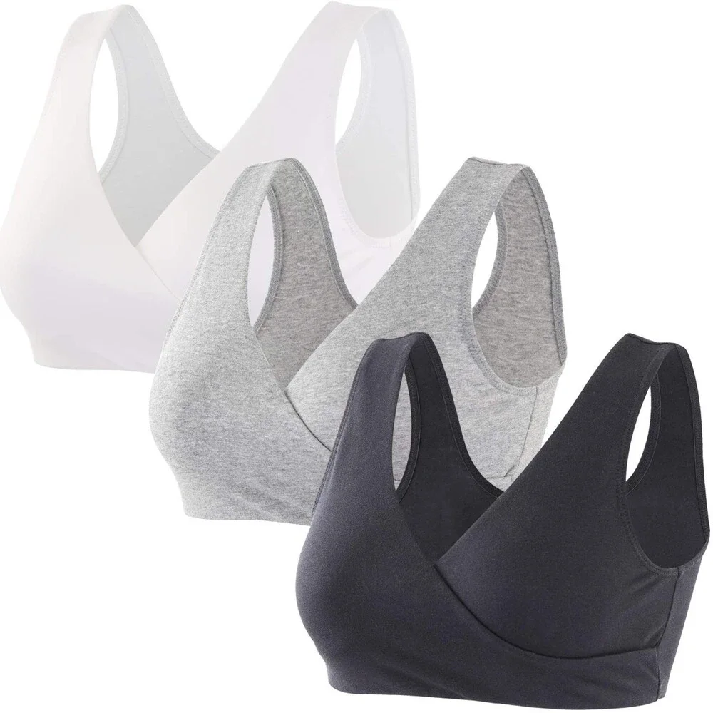 ZUMIY Maternity Nursing Bras Seamless Bra Pregnancy Breastfeeding 3PK-M